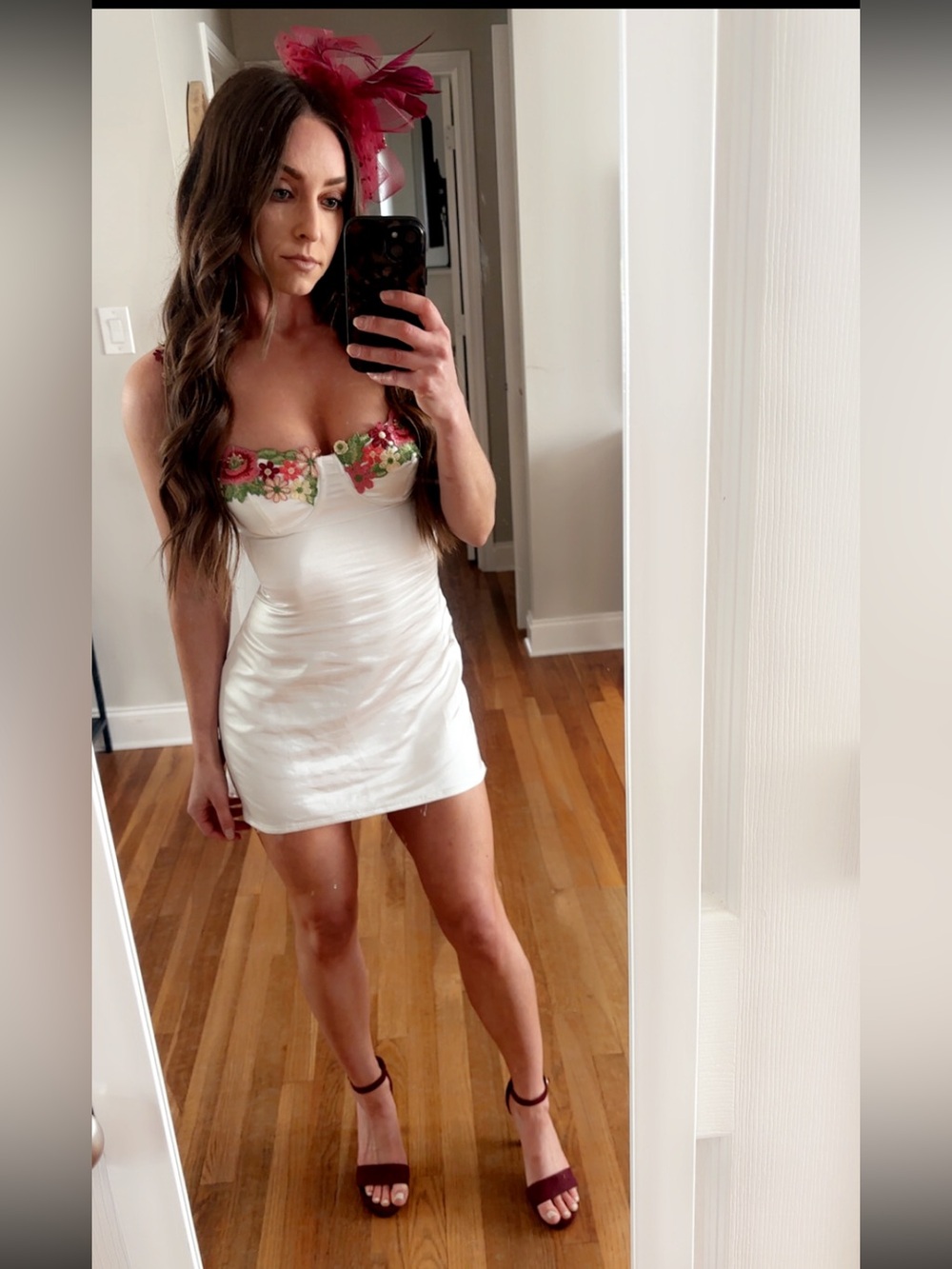 Princess Polly White Mini Dress with Floral Embroidered Bust size 2